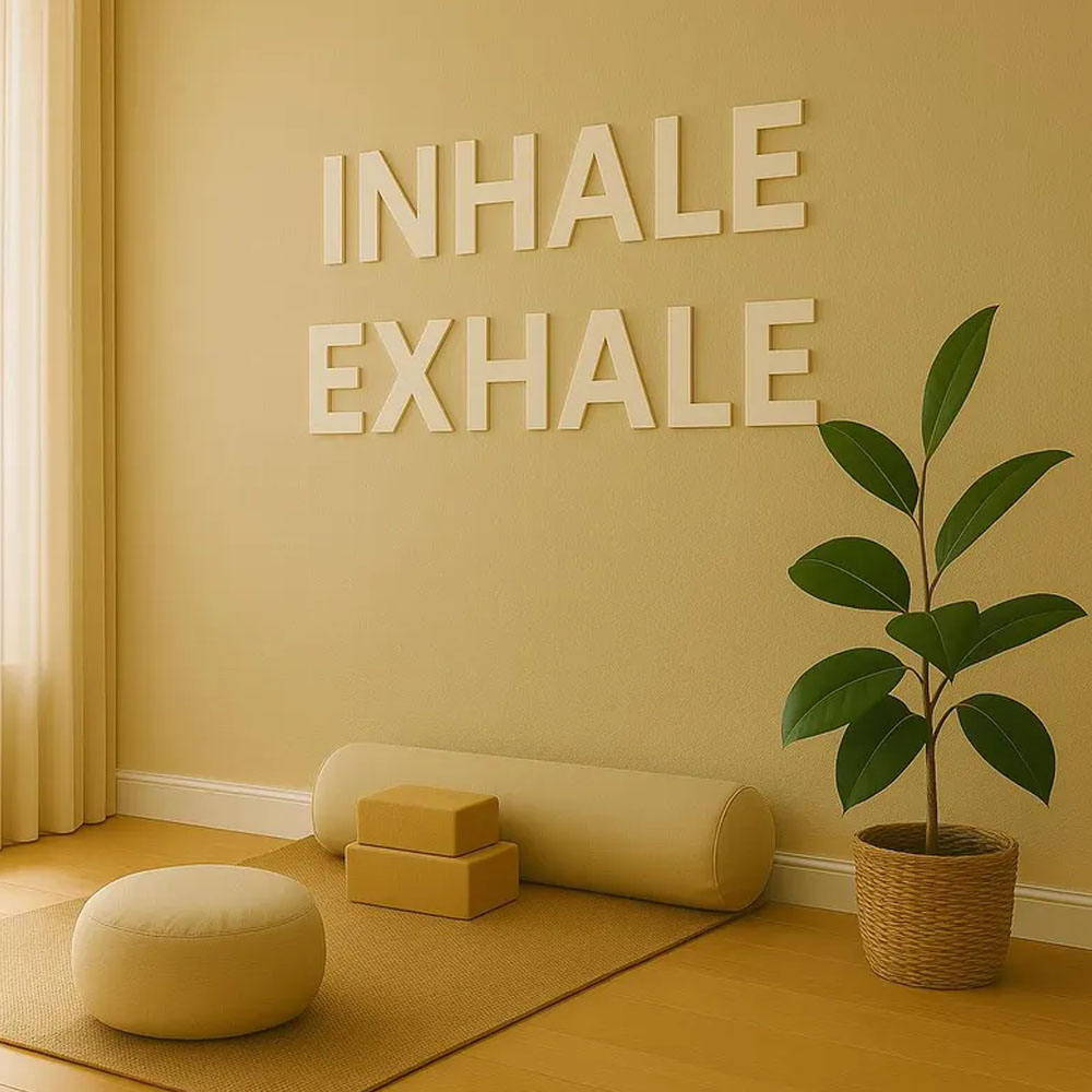 Home Gym Yoga Room - INHALE EXHALE Duvar Yazısı Yoga Stüdyosu