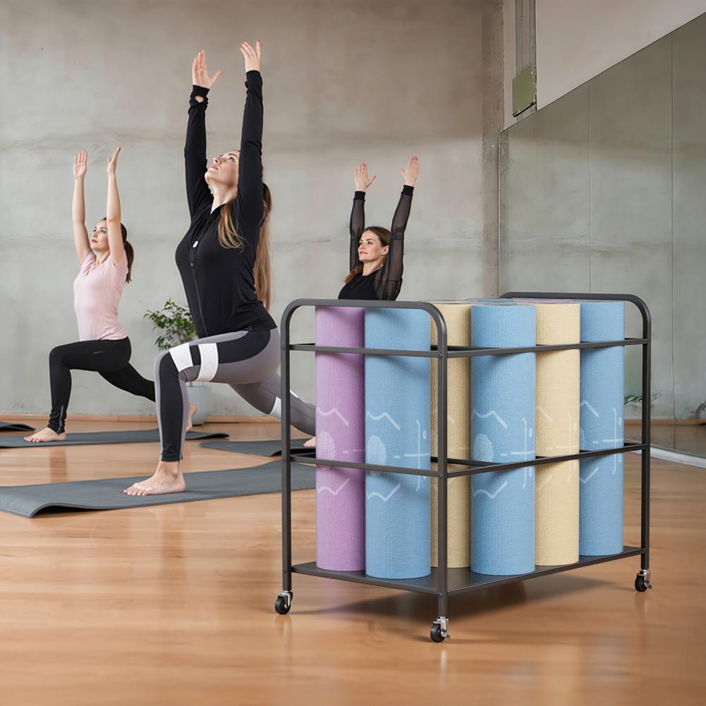 Home Gym Yoga Room - Tekerlekli Yoga Matı Saklama Rafı, Ev