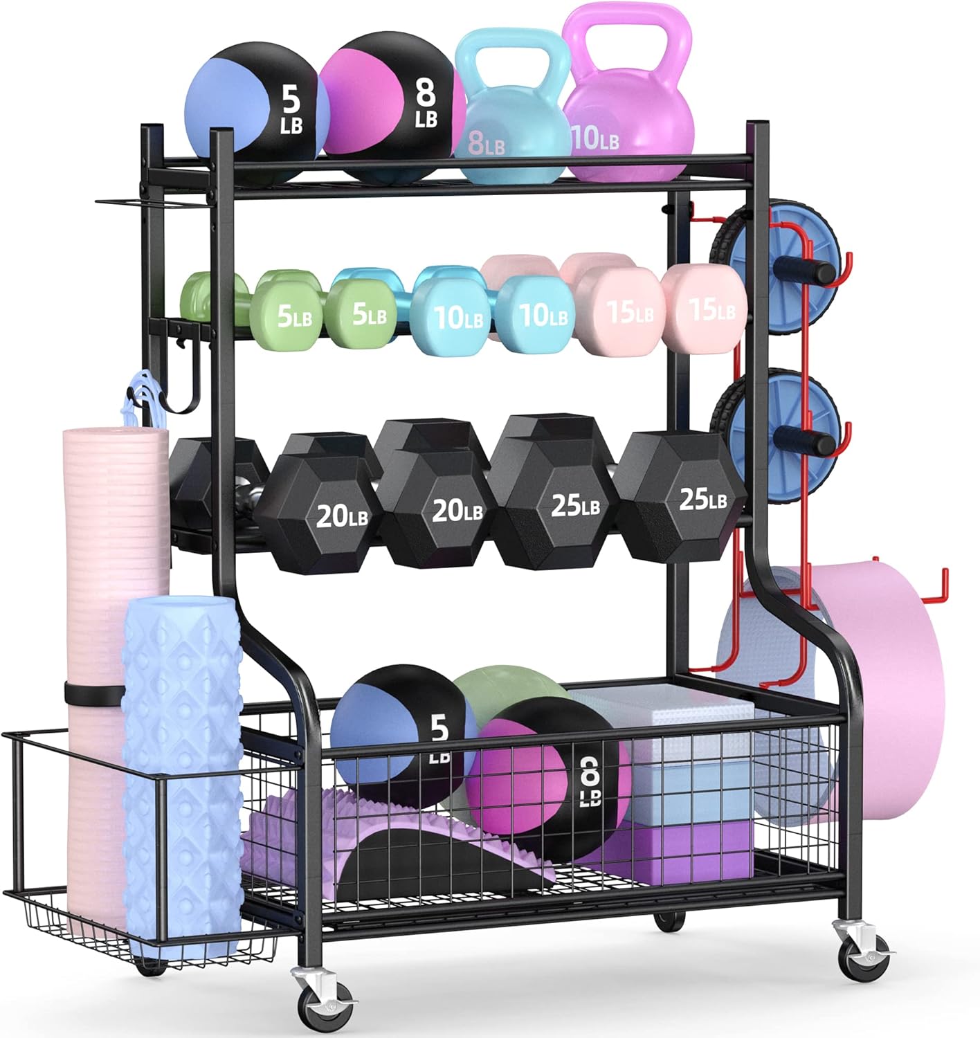 Home Gym Training - Tekerlekli Ev Spor Salonu Dambıl Rafı,