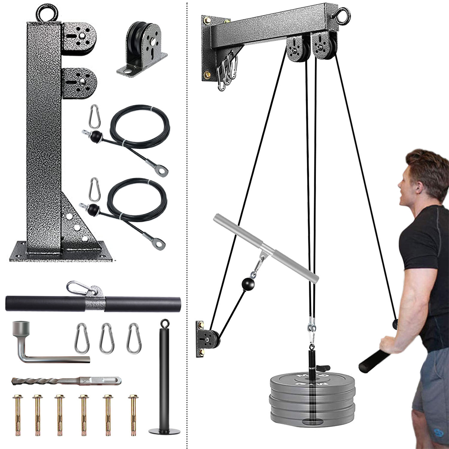 Home Gym Pulley System - Fitness Duvara Monte Kasnak Sistemi, Ağırlık